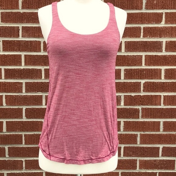 Lululemon Athletica Heathered Mauve Athletic 2-1 Workout Tank Top Size 4 - Picture 2 of 13